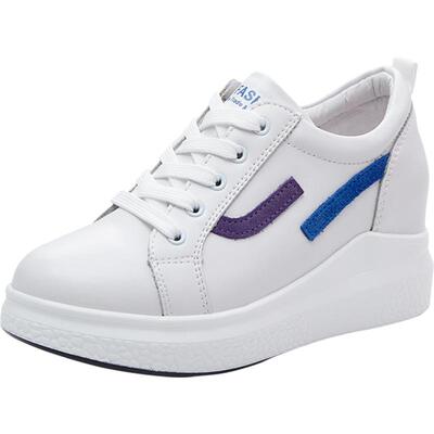 小白鞋真皮内增高松糕鞋秋季新款