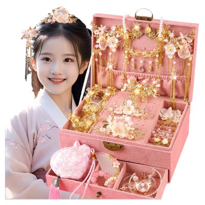 女孩生日礼物古风发饰套装首饰盒
