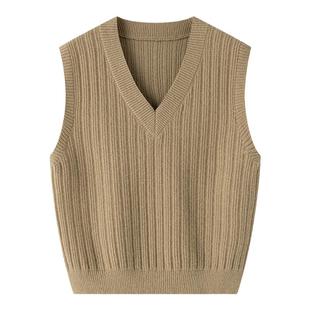 东京岁时记jk春季新款针织衫毛衣马甲背心女慵懒风棕色叠穿上衣女