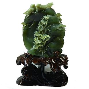 玉石摆件 客厅 天然岫玉器摆件原石玉雕摆件如意玄关办公室礼品