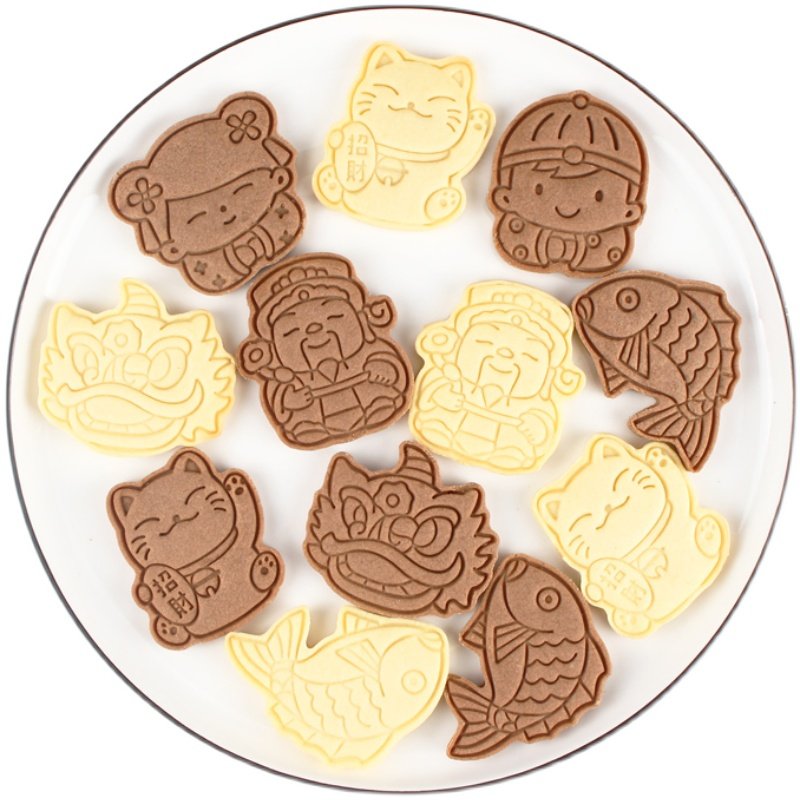 2025新年饼干模具烘焙家用糖霜曲奇3d立体卡通按压式橡皮泥模具