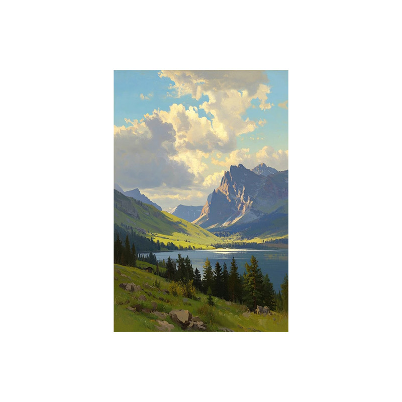 白鹿艺术手绘油画风景印象装饰画