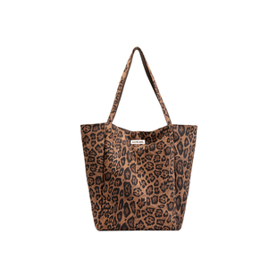 [明星同款]SHINE萱子饰品时髦豹纹包双面背单肩包大容量水桶包