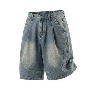 男士夏季美式复古裤子沙滩裤短裤男款牛仔裤2026新款宽松大码男裤