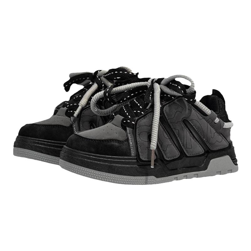 森马厚底板鞋女设计小众2025新款黑色鞋子时尚男鞋运动休闲情侣鞋