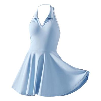 美背含胸垫防走光polo领连体