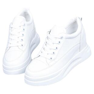 2026秋冬新款厚底松糕女鞋韩版百搭黑色内增高8cm加绒小白鞋女棉