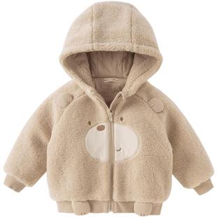 戴维贝拉儿童毛绒棉服女童仿羊羔毛外套2025男童秋冬新款A类棉衣