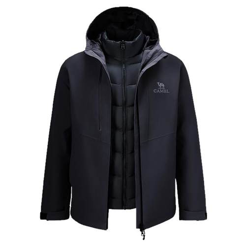 骆驼男装冲锋衣男女三合一羽绒内胆防风防水夹克外套户外徒步登山
