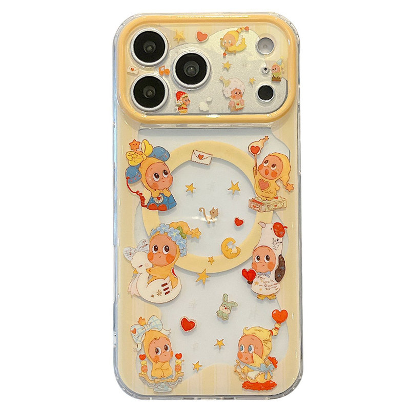 趣味鸭子星星人旋转磁吸支架17Promax苹果17适用iPhone17Pro手机壳16promax双层15Pro透明14