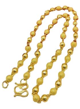 24k黄金项链男款圆珠项链扁担男士项链足金999老板项链3D硬金马鞭