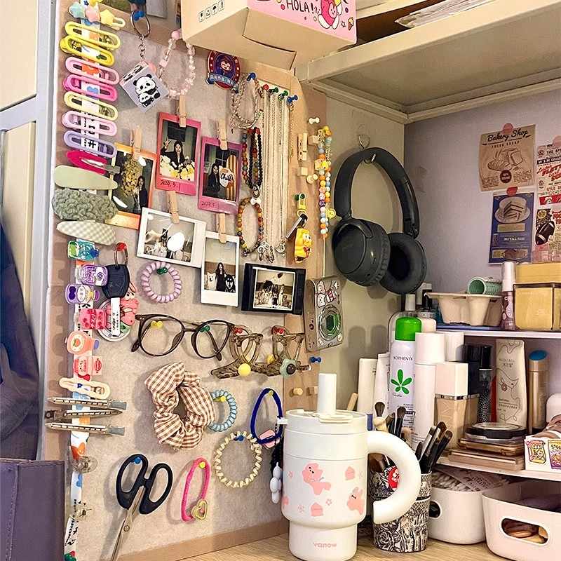 【宿舍桌面收纳好物】首饰收纳毛毡板手链发夹展示架拍立得照片墙