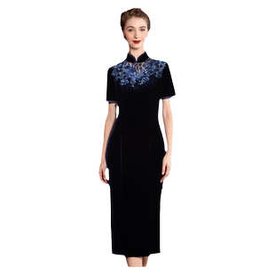名兰世家年会晚礼服新中式丝绒宴会旗袍高端大气上档次连衣裙子