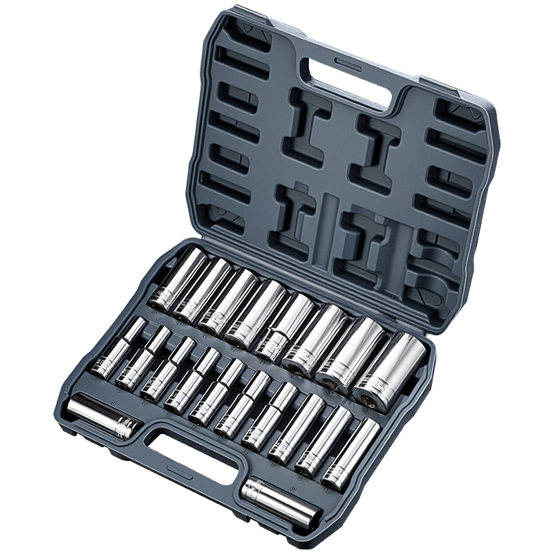 工业级加厚镀铬电扳手套筒套装加长气动内六角风炮组合大中小工具