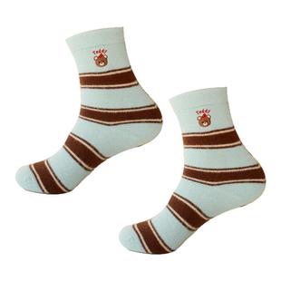 冬季无骨精致刺绣小帽熊保暖加厚柔软澳绒条纹舒适睡眠女中筒袜子