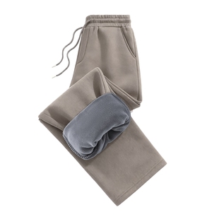 班尼路休闲裤男款冬季加绒加厚保暖阔腿裤青少年防寒宽松卫裤男LF