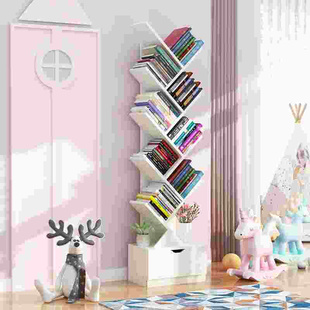 简易树形书架多层置物架落地实木家用儿童网红小书柜多层客厅靠墙