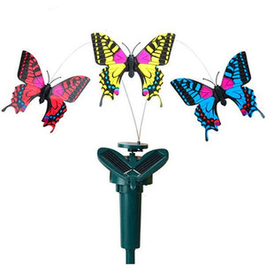 太阳能电池2用旋转抖动仿真蝴蝶蜂鸟花园等场所装饰遛狗逗猫玩具