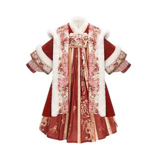 十三余童装[灵蛇小财神]拜年服连衣裙套装冬季新款国风汉服女童