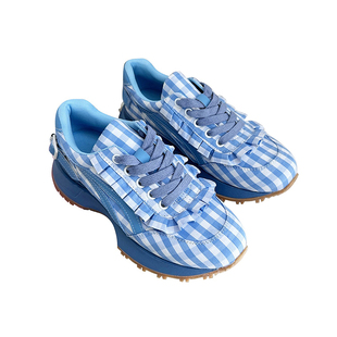 现货苏木槿荷叶边淑女厚底帆布鞋运动鞋女韩国2025春款少女萝莉