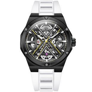 GELATU/格拉图系列正品牌镂空硅胶带手表机械表男士全自动大表盘