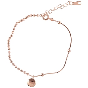 925纯银LUCKY豆豆字母手链女韩版学生简约方牌个性小众网红冷淡风