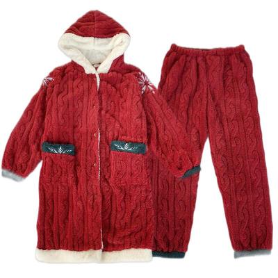 珊瑚绒睡衣女冬季加绒加厚长款