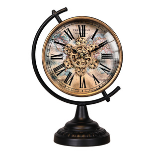 美式复古机械齿轮座钟摆放客厅桌面高级感艺术创意台式时钟表摆件