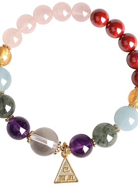 普陀山三合六合水晶多宝生肖手串