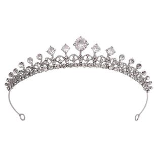 新款锆石水钻合金皇冠新娘婚纱礼服发冠头饰舞台钢琴表演发饰王冠