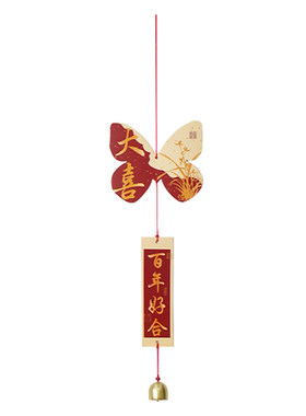 婚房布置客厅喜字吊顶拉花装饰