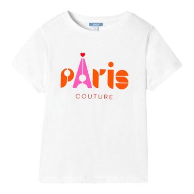 Jacadi亚卡迪法国女大童短袖纯棉T恤夏季新款女童白色印花2037184