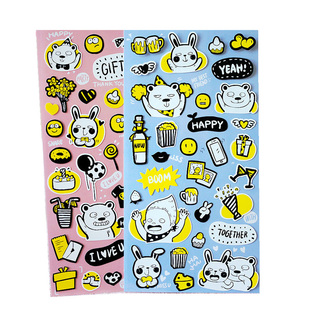 熊兔好基友翻白眼礼物啤酒杯爆米花热气球装饰平面漫画手帐贴纸