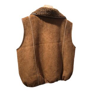 巴恩风仿羊羔绒无袖外套马甲女新款时尚翻领毛休闲一体高级背心