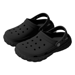 黑色洞洞鞋男款防臭防滑2026新款沙滩凉鞋女夏季包头拖鞋男士外穿