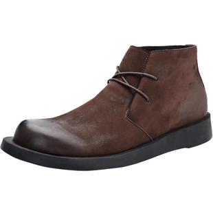 英伦休闲高帮男鞋真皮系带复古大头靴子厚底时尚马丁靴男士工装靴