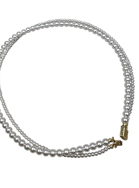 高端施家珍珠项链双层叠戴锁骨链