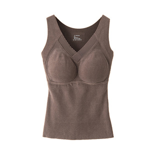 石墨烯保暖背心女款2026新款带胸垫一体式免穿文胸加绒德秋冬内衣