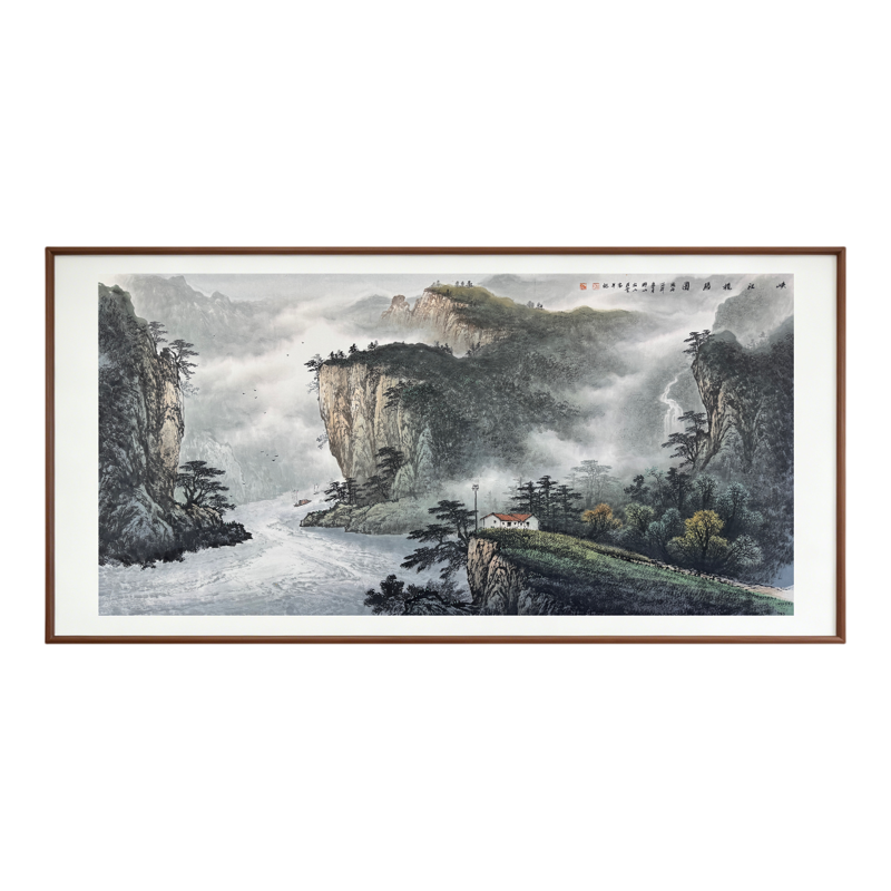 峡江揽胜新中式手绘山水装饰画