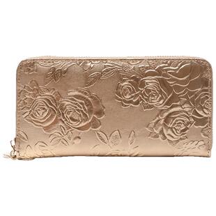 真皮长款钱包女气质2025时尚新款牛皮压花手拎包大容量零钱包钱夹