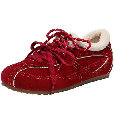 【马年系列】百丽跳跳糖德训鞋女新年红色加绒运动休闲鞋B2950预