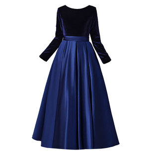 新款女童高端礼服中大童管乐团大提琴演奏长袖丝绒钢琴演出服秋冬