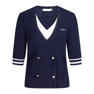 Navigare意大利小帆船2026春季新款海军风上衣假两件撞色女针织衫