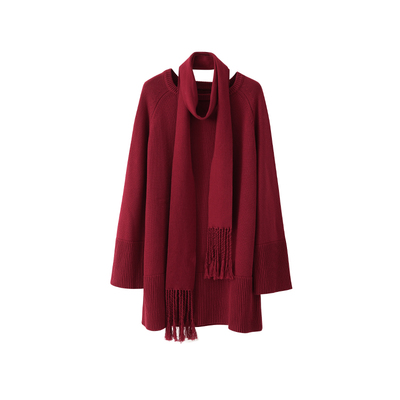 popchrio慵懒风流苏围巾连衣裙