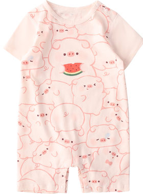 夏季婴儿连体衣纯棉爬服外出薄款