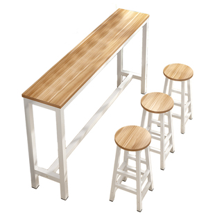 吧台桌简易靠墙商用窄桌子家用长条桌奶茶店桌椅组合高脚吧台椅子