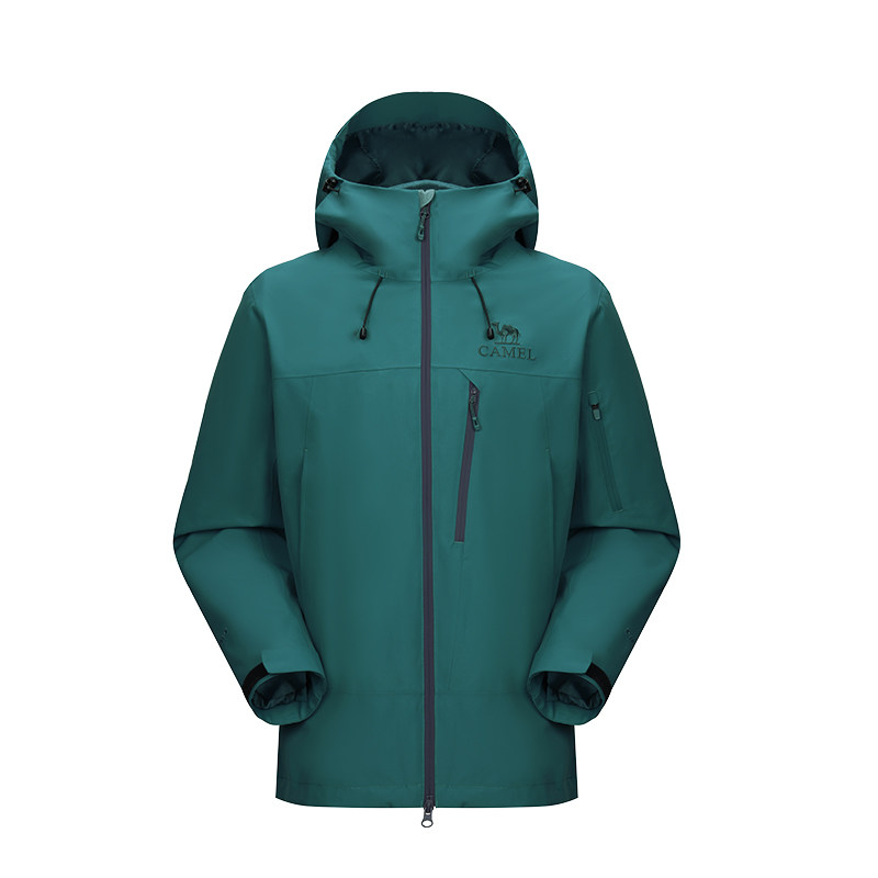 骆驼雨神巡洋舰冲锋衣男女三合一户外防水登山服绿色加绒加厚外套