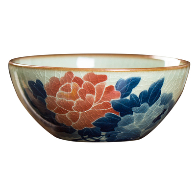 景源春柴窑青花裂纹釉复古普洱杯