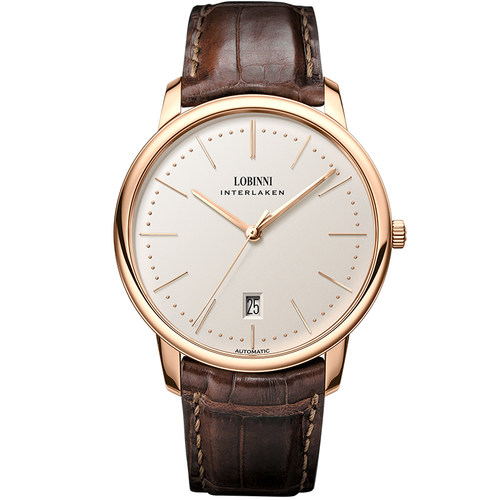 罗宾尼品牌官方正品手表男士全自动机械表皮带商务男表超薄十大