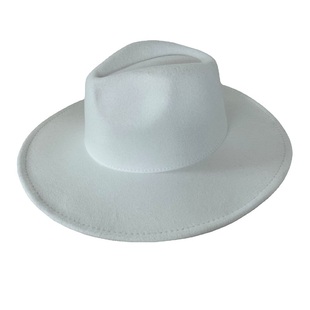 网红礼帽男英伦复古爵士帽法式洋气凹造型大檐帽休闲毛呢帽子女潮